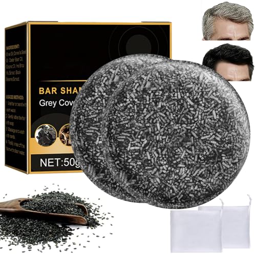 Anti Grey Bar Anti Gray Bar Lorenge Anti-Gray Bar Anti Gray Bar MäNner Anti Grey Bar Lorenge,Natural Hair Darkening Shampoo Bar (mit Schaumnetz × 2) von DMNQ