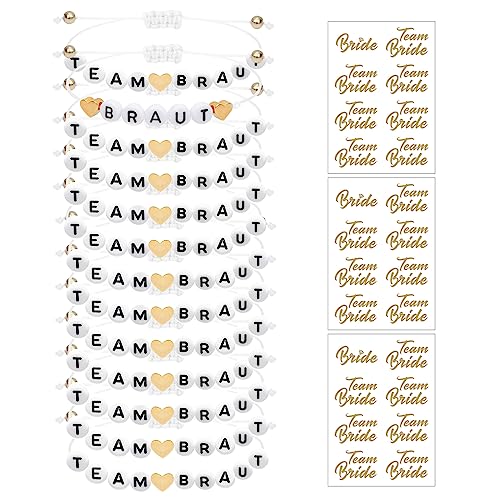 JGA Braut Armbänder, 14 Stück Team Braut Armband für Junggesellinnenabschied, Frauen Jga Deko, Brautjungfer Accessoire von DMNQ