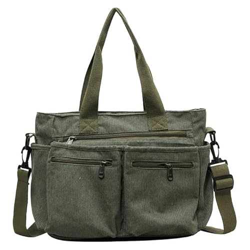 Cord Tasche Damen Handtasche Cord Tasche Cord Cord Tasche Mit Reißverschluss schlichte Die Schlichte Damen-Umhängetasche In Armeegrün Mit Großem Fassungsvermögen Wird Mit Dufttabletten Geliefert von DMNQ