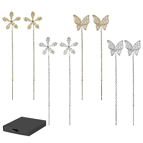 Lymphvity MagneTherapy Germanium-Ohrringe, 4 Paar Glänzende Diamant Blumen Magnetotherapie Ohrringe, Erleichtert Die Ermüdung, Reduziert Das Gewicht, Mit Geschenkbox von DMNQ