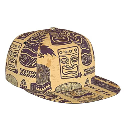 Aloha Tiki Muster Fashion Flat Brim Baseball Cap =>> Geeignet für den täglichen Gebrauch Sport Outdoor erhältlich in vier Jahreszeiten schwarz, Schwarz, Einheitsgr��e von DMORJ