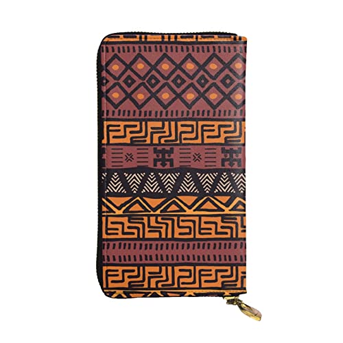 DMORJ Afrikanisches Schlammtuch Tribal Leder Lange Clutch Brieftasche: 19 x 10 cm bequem leicht wasserdicht langlebig schönes Geschenk, Schwarz, Einheitsgröße, Schwarz , Einheitsgröße von DMORJ