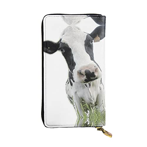 DMORJ Animal Funny Cow Head Black White Leather Long Clutch Wallet : 7.48x4.13 Inch Comfortable Lightweight Waterproof Durable Nice Gift, Black, One Size, Schwarz , Einheitsgröße von DMORJ