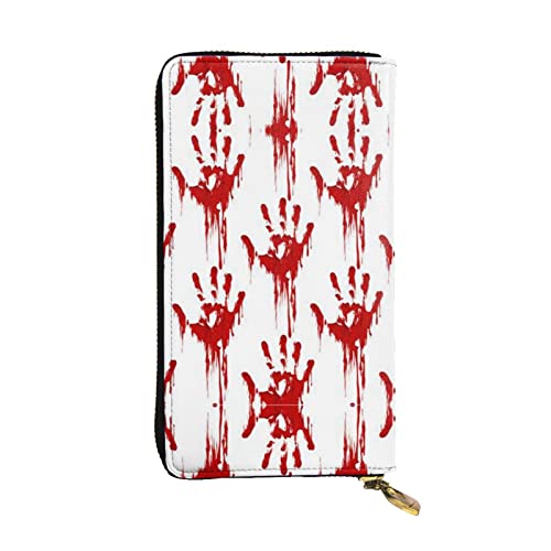 DMORJ Bloody Handprints lange Clutch aus Leder, 19 x 10 cm, bequem, leicht, wasserdicht, langlebig, schönes Geschenk, Schwarz, Einheitsgröße, Schwarz , Einheitsgröße von DMORJ