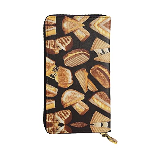 DMORJ Cheese Sandwiches Leder-Clutch-Geldbörse, 19 x 10 cm, bequem, leicht, wasserdicht, langlebig, schönes Geschenk, Schwarz, Einheitsgröße, Schwarz , Einheitsgröße von DMORJ