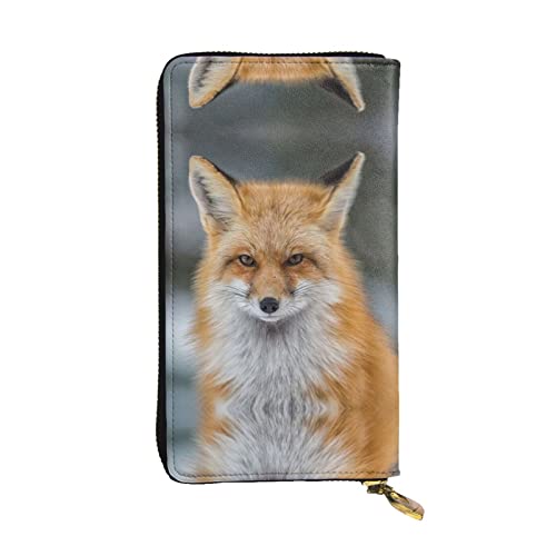 DMORJ Fox Lange Clutch aus Leder, 19 x 10 cm, bequem, leicht, wasserdicht, langlebig, schönes Geschenk, Schwarz, Einheitsgröße, Schwarz , Einheitsgröße von DMORJ