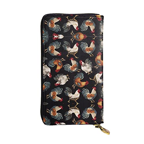 DMORJ French Roosters Leder-Clutch-Geldbörse, 19 x 10 cm, bequem, leicht, wasserdicht, langlebig, schönes Geschenk, Schwarz, Einheitsgröße, Schwarz , Einheitsgröße von DMORJ