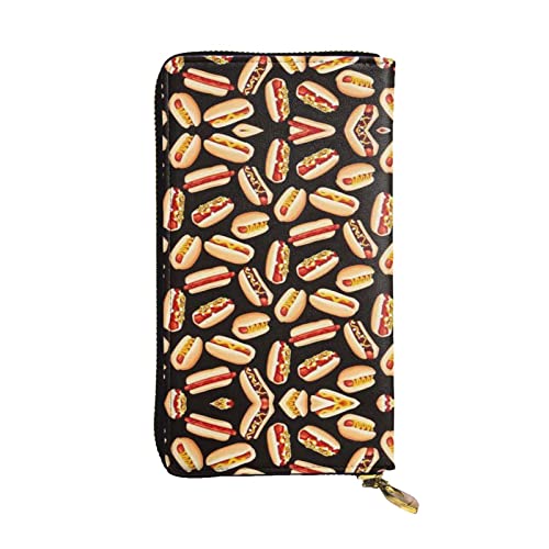 DMORJ Fun Food Hot Dogs lange Clutch aus Leder, 19 x 10 cm, bequem, leicht, wasserdicht, langlebig, schönes Geschenk, Schwarz, Einheitsgröße, Schwarz , Einheitsgröße von DMORJ