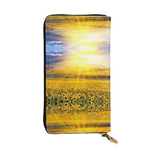 DMORJ Goldene Sonnenblumen-Leder-Clutch-Brieftasche: 19 x 10 cm, bequem, leicht, wasserdicht, langlebig, schönes Geschenk, Schwarz, Einheitsgröße, Schwarz , Einheitsgröße von DMORJ