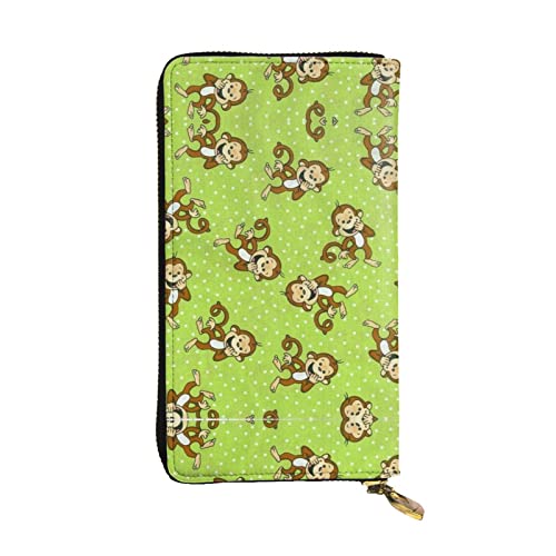 DMORJ Green Clever Monkey Clutch aus Leder, lang, 19 x 10 cm, bequem, leicht, wasserdicht, langlebig, schönes Geschenk, Schwarz, Einheitsgröße, Schwarz , Einheitsgröße von DMORJ