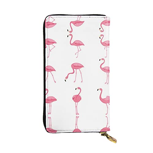 DMORJ Lange Clutch-Geldbörse, Flamingos auf weißem Leder, 19 x 10 cm, bequem, leicht, wasserdicht, langlebig, schönes Geschenk, Schwarz, Einheitsgröße, Schwarz , Einheitsgröße von DMORJ