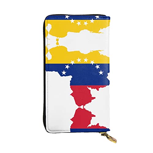 DMORJ Lange Clutch aus Leder mit Venezuela-Flagge: 19 x 10 cm, bequem, leicht, wasserdicht, langlebig, schönes Geschenk, Schwarz, Einheitsgröße, Schwarz , Einheitsgröße von DMORJ