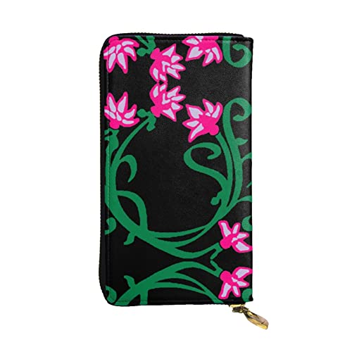 DMORJ Lotus Flower Namaste Leder lange Clutch-Geldbörse, 19 x 10 cm, bequem, leicht, wasserdicht, langlebig, schönes Geschenk, Schwarz, Einheitsgröße, Schwarz , Einheitsgröße von DMORJ