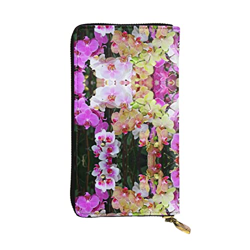 DMORJ Orchideen-Leder-Clutch-Geldbörse, 19 x 10 cm, bequem, leicht, wasserdicht, langlebig, schönes Geschenk, Schwarz, Einheitsgröße, Schwarz , Einheitsgröße von DMORJ