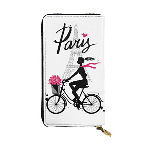 DMORJ Paris Eiffelturm Mädchen Fahrrad Leder Lange Clutch Brieftasche: 19 x 10 cm bequem leicht wasserdicht langlebig schönes Geschenk, Schwarz, Einheitsgröße, Schwarz , Einheitsgröße von DMORJ