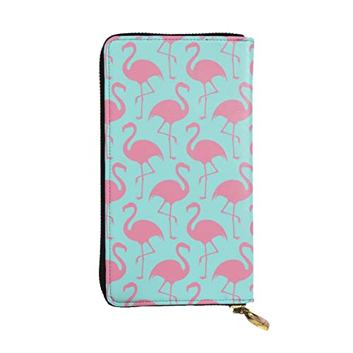 DMORJ Rosa Flamingo Leder Lange Clutch Geldbörse: 19 x 10 cm bequem leicht wasserdicht langlebig schönes Geschenk, Schwarz, Einheitsgröße, Schwarz , Einheitsgröße von DMORJ