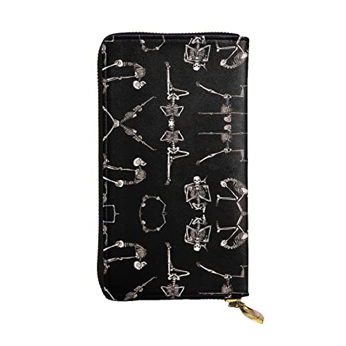 DMORJ Skeletons Yoga Leder Lange Clutch Geldbörse: 19 x 10 cm bequem leicht wasserdicht langlebig schönes Geschenk, Schwarz, Einheitsgröße, Schwarz , Einheitsgröße von DMORJ