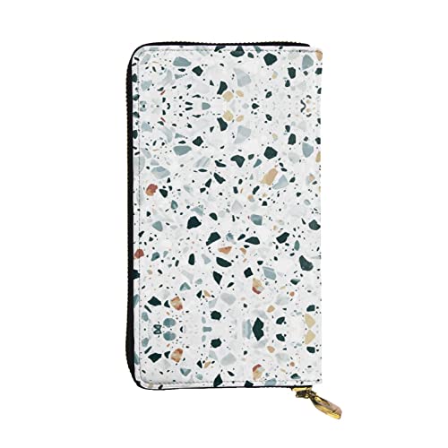 DMORJ Terrazzo lange Clutch-Geldbörse aus Marmor, pastellfarben, Leder, 19 x 10 cm, bequem, leicht, wasserdicht, langlebig, schönes Geschenk, Schwarz, Einheitsgröße, Schwarz , Einheitsgröße von DMORJ