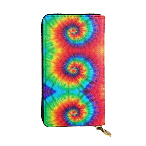 DMORJ Tie Dye Regenbogen Leder Lange Clutch Geldbörse: 19 x 10 cm Bequem Leicht Wasserdicht Langlebig Schönes Geschenk, Schwarz, Einheitsgröße, Schwarz , Einheitsgröße von DMORJ