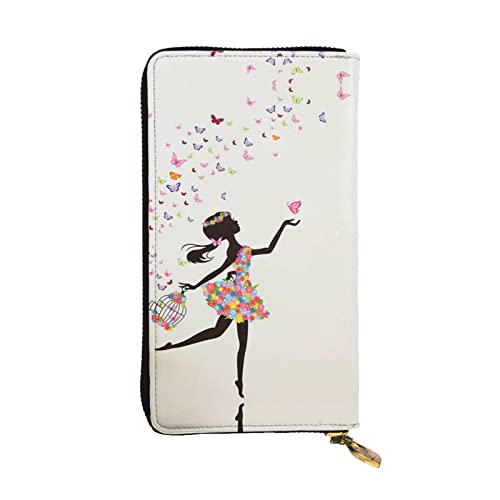 Girl Dance Clutch aus Leder, lang, 19 x 10 cm, bequem, leicht, wasserdicht, langlebig, schönes Geschenk, Schwarz, Einheitsgröße, Schwarz , Einheitsgröße von DMORJ