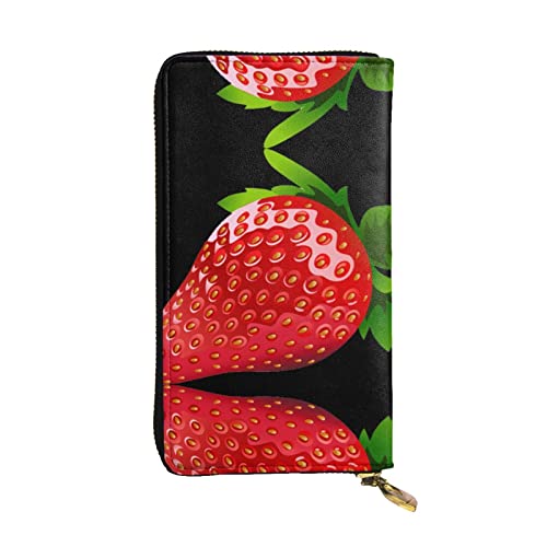 Strawberry Clipart Damen-Clutch-Geldbörse aus Leder: 19 x 10 cm, bequem, leicht, wasserdicht, langlebig, schwarz, Einheitsgröße, Schwarz, Einheitsgröße von DMORJ