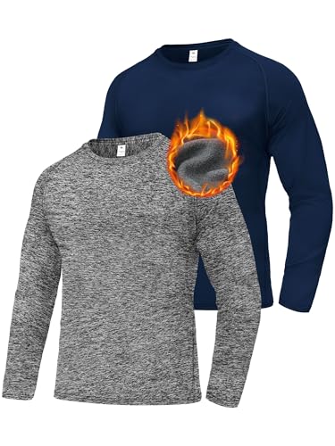 DMVOD 1 or 2 or 3 Pack Thermounterwäsche Herren Langarmshirt Thermo Longsleeve Fleece Skiunterwäsche Warm Unterwäsche Männer Winter Funktionsshirt von DMVOD