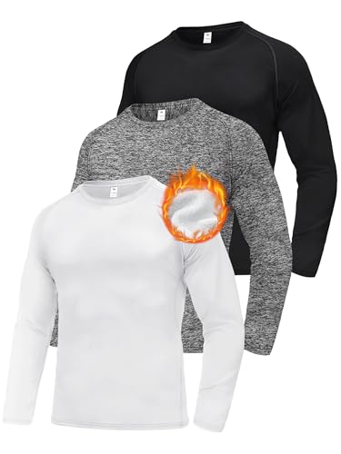 DMVOD 1 or 2 or 3 Pack Thermounterwäsche Herren Langarmshirt Thermo Longsleeve Fleece Skiunterwäsche Warm Unterwäsche Männer Winter Funktionsshirt von DMVOD