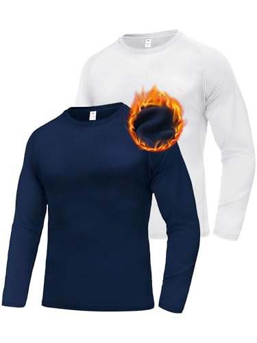 DMVOD 1 or 2 or 3 Pack Thermounterwäsche Herren Langarmshirt Thermo Longsleeve Fleece Skiunterwäsche Warm Unterwäsche Männer Winter Funktionsshirt von DMVOD