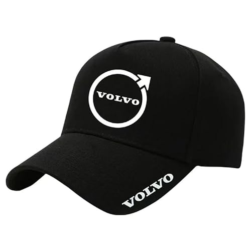 DMYQJY Auto Baseballkappe für Volvo V60, Herren und Damen Freizeit Logo Sportmütze Einstellbar Baumwolle Sonnenmütze Outdoor Adult Reisen Zubehör,56-60cm-Black von DMYQJY