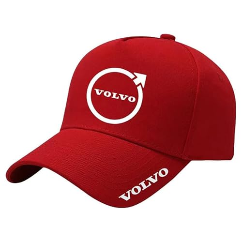 DMYQJY Auto Baseballkappe für Volvo V60, Herren und Damen Freizeit Logo Sportmütze Einstellbar Baumwolle Sonnenmütze Outdoor Adult Reisen Zubehör,56-60cm-Red von DMYQJY
