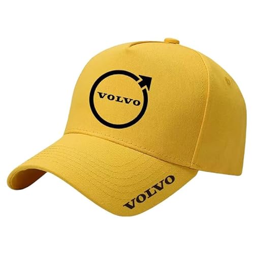 DMYQJY Auto Baseballkappe für Volvo V60, Herren und Damen Freizeit Logo Sportmütze Einstellbar Baumwolle Sonnenmütze Outdoor Adult Reisen Zubehör,56-60cm-Yellow von DMYQJY