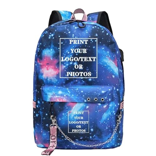 Personalisieren Sie Ihr Logo Name Bild Schulrucksack für Teenager Mädchen Mode Benutzerdefinierte Reise-Rucksack Color1,45X32X15CM von DMZAQYW