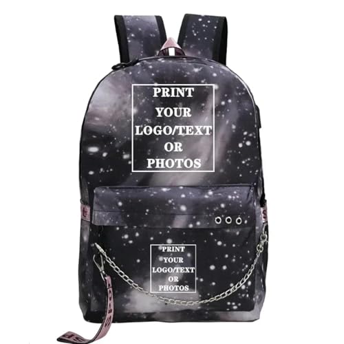Personalisieren Sie Ihr Logo Name Bild Schulrucksack für Teenager Mädchen Mode Benutzerdefinierte Reise-Rucksack Color6,45X32X15CM von DMZAQYW