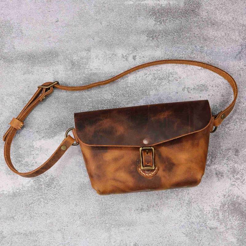 Vintage Rustikale Echte Leder Crossbody Gürteltasche, Designer Gürteltasche Für Männer, Kleine Umhängetasche V02-Lfpb von DMleatherStudio