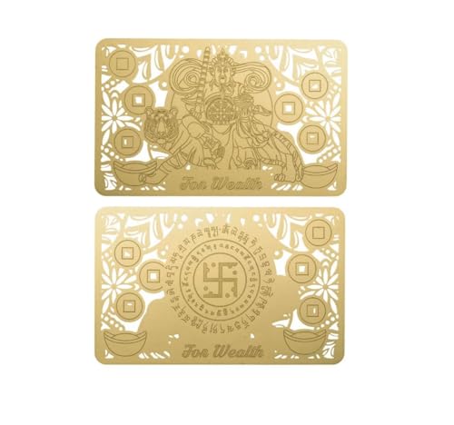 DMtse Chinesische Feng Shui Gott des Reichtums Caishen Zhao Gongming Army General Riding A Tiger Goldene Karte für Glück Glück, Glückwunschkarte von DMtse