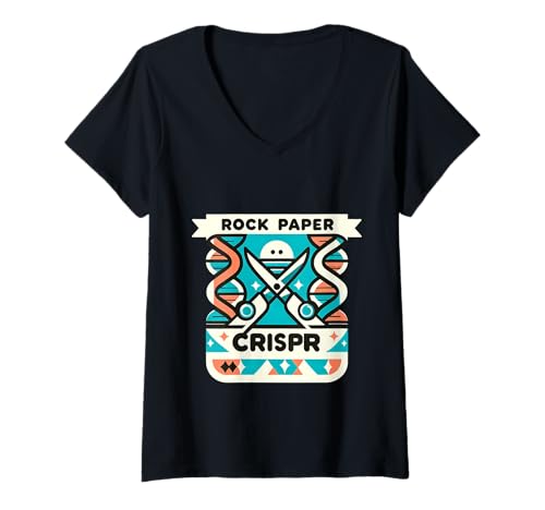 Damen Rock Paper Crispr Genetic DNA Biology Science |- T-Shirt mit V-Ausschnitt Damen Rock Paper Crispr Genetic DNA Biology Science |- T-Shirt mit V-Ausschnitt von DNA Science Pun Zitate