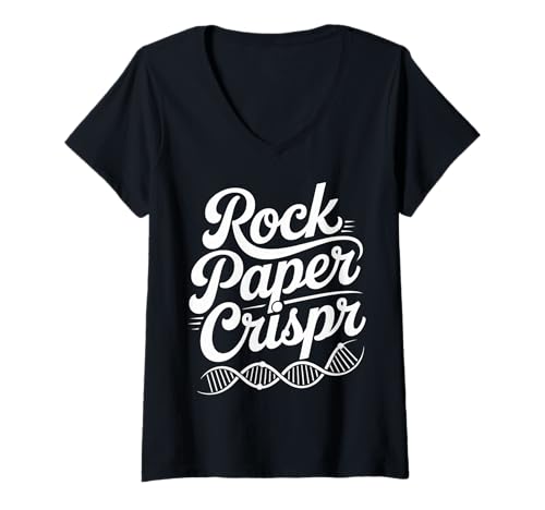 Damen Rock Paper Crispr Genetic DNA Biology Science - T-Shirt mit V-Ausschnitt Damen Rock Paper Crispr Genetic DNA Biology Science - T-Shirt mit V-Ausschnitt von DNA Science Pun Zitate