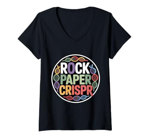 Damen Rock Paper Crispr Genetic DNA Biology Science - T-Shirt mit V-Ausschnitt Damen Rock Paper Crispr Genetic DNA Biology Science - T-Shirt mit V-Ausschnitt von DNA Science Pun Zitate