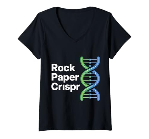 Damen Rock Paper Crispr Genetische DNA -Biologiewissenschaft - T-Shirt mit V-Ausschnitt von DNA Science Pun Zitate