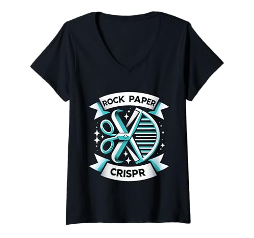 Damen Rock Paper Crispr Genetische DNA -Biologiewissenschaft ||- T-Shirt mit V-Ausschnitt Damen Rock Paper Crispr Genetische DNA -Biologiewissenschaft ||- T-Shirt mit V-Ausschnitt von DNA Science Pun Zitate