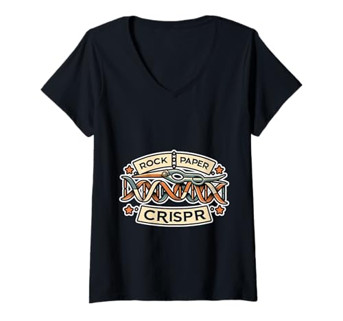 Damen Rock Paper Crispr Genetische DNA -Biologiewissenschaft ||- T-Shirt mit V-Ausschnitt Damen Rock Paper Crispr Genetische DNA -Biologiewissenschaft ||- T-Shirt mit V-Ausschnitt von DNA Science Pun Zitate