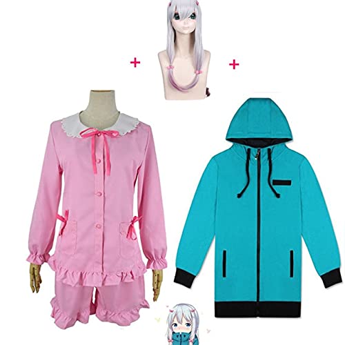 DNARLKBF Anime Girl Eromanga Sensei Izumi Sagiri Cosplay Kostüm Frauen Top + Hose + Jacke + Perücke Erotic Comic Teacher Kostüme Komplettes Set Einheitsgröße von DNARLKBF