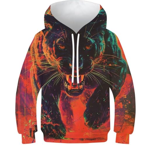 DNAVSOETR Schwarzer Panther Kapuzenpullover 3D Drucken Teenager Sweatshirt GedrucKt Fashion Kapuzenpullover Langarm Trendy 10-12Y von DNAVSOETR