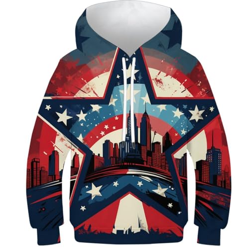 DNAVSOETR USA Kapuzenpullover 3D Drucken Unisex Sweatshirt GedrucKt Kinder Kapuzenpullover Langarm Pullover Hoody Sweatshirt Mit Taschen 9-11Y von DNAVSOETR