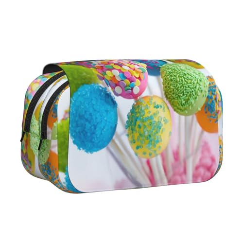 Buntes Federmäppchen, doppelschichtig, Flip-Top, großes Fassungsvermögen, Organizer für 50 Stifte, strapazierfähiges Polyester, Schreibwaren-Halter für Schule, Kunst, Reisen (Allover-Druck) von DNBCLEZK