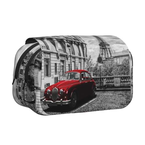 City Street Federmäppchen, doppelschichtig, Flip-Top, großes Fassungsvermögen, 50 Stifte, Organizer, strapazierfähiges Polyester, Schreibwarenhalter für Schule, Kunstreisen (Allover-Druck) von DNBCLEZK