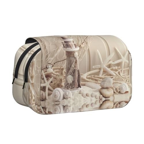 Coastal Fischernetz-Hülle, doppellagig, Flip-Top-Federmäppchen, großes Fassungsvermögen, 50 Stifte, Organizer, strapazierfähiges Polyester, Schreibwaren-Halter für Schule, Kunstreisen (Allover-Druck) von DNBCLEZK