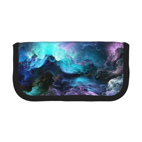 DNBCLEZK 3D-Grafik-Federmäppchen aus Segeltuch, großes Fassungsvermögen, schwarzer Rand, Mehrzweck-Make-up-Tasche, Organizer, doppelter Reißverschluss (19 x 9 x 5 cm) von DNBCLEZK