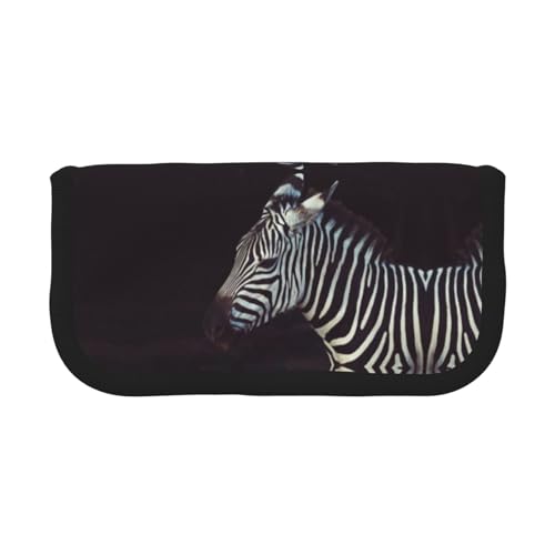 DNBCLEZK Animal Zebra Federmäppchen aus Segeltuch mit großem Fassungsvermögen, schwarzer Rand, Mehrzweck-Make-up-Tasche, Organizer, doppelter Reißverschluss (19 x 9 x 5 cm) von DNBCLEZK