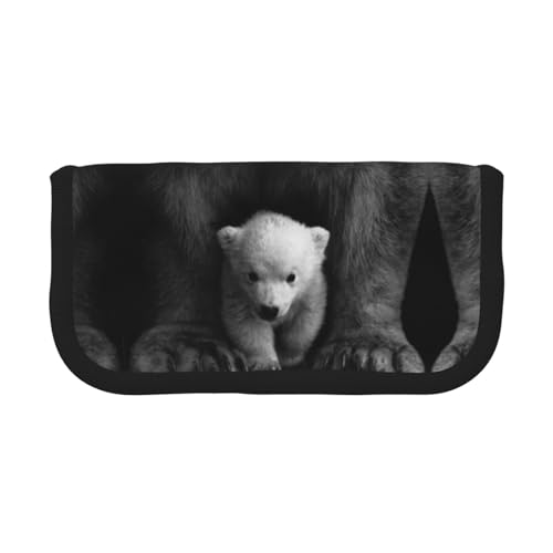 DNBCLEZK Bear Federmäppchen aus Segeltuch mit großem Fassungsvermögen, schwarzer Rand, Mehrzweck-Make-up-Tasche, Organizer, doppelter Reißverschluss (19 x 9 x 5 cm) von DNBCLEZK